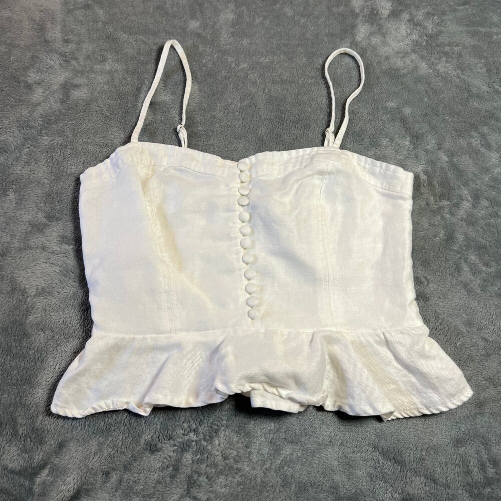 Forever 21 Sleeveless Linen Blend Peplum Hem Crop Top Size Medium Lightweight